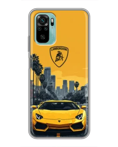 Чохол для Xiaomi Redmi Note 10 з картинкою «Жовтий Lamborghini місто»