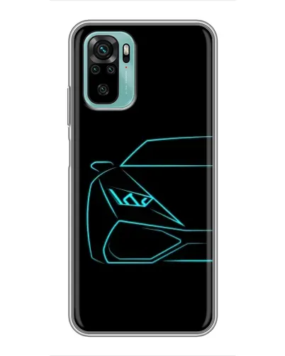 Чохол для Xiaomi Redmi Note 10 з картинкою «Блакитний силует Lamborghini»