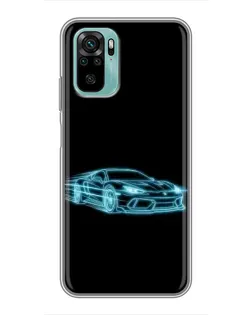 Чохол для Xiaomi Redmi Note 10 з картинкою «Неоновий контур Lamborghini»