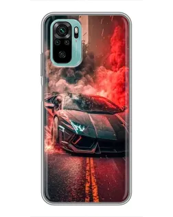 Чохол для Xiaomi Redmi Note 10 з картинкою «Lamborghini червоний дим»