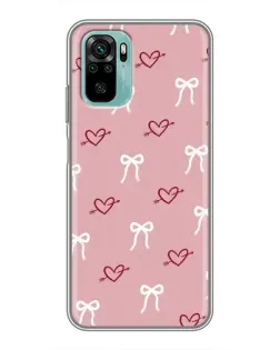Чехол для Xiaomi Redmi Note 10 с картинкой «Сердца и банты»