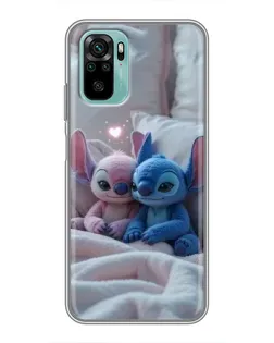Чехол для Xiaomi Redmi Note 10 с картинкой «Плюшевые Стич Ангел»