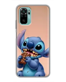 Чехол для Xiaomi Redmi Note 10 с картинкой «Стич ест шоколад»