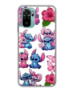 Чехол для Xiaomi Redmi Note 10 с картинкой «Стикеры Stitch и Angel»