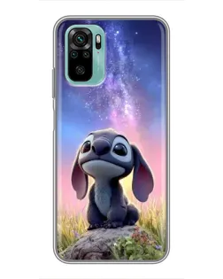 Чехол для Xiaomi Redmi Note 10 с картинкой «Стич на рассвете»