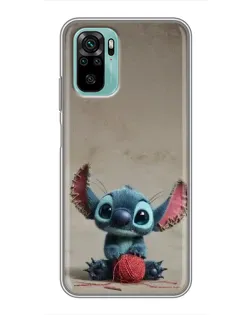 Чехол для Xiaomi Redmi Note 10 с картинкой «Стич на коричневом фоне»