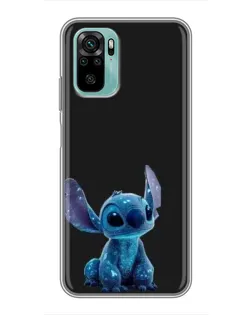 Чехол для Xiaomi Redmi Note 10 с картинкой «Стич на черном»