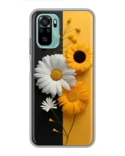 Чохол для Xiaomi Redmi Note 10 з картинкою «Соняшник та ромашка»
