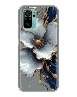 Чохол для Xiaomi Redmi Note 10 з картинкою «Біла квітка та золотий флюїд»