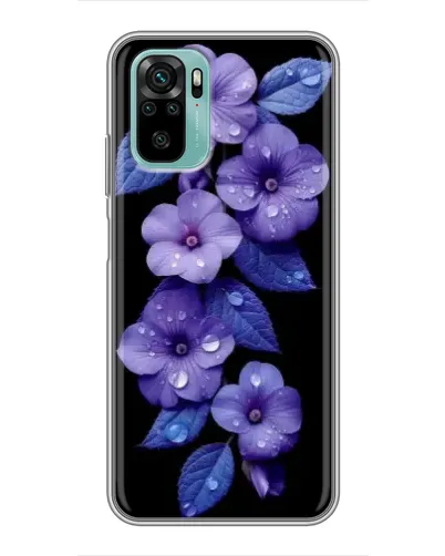 Чохол для Xiaomi Redmi Note 10 з картинкою «Фіолетові квіти з росою»