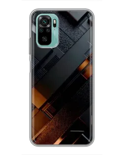 Чехол для Xiaomi Redmi Note 10 с картинкой «Черные геометрические блоки»