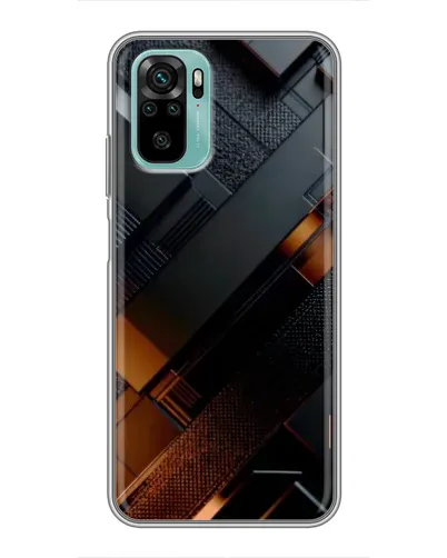Чехол для Xiaomi Redmi Note 10 с картинкой «Черные геометрические блоки»