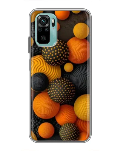 Чехол для Xiaomi Redmi Note 10 с картинкой «Объемные оранжевые сферы»