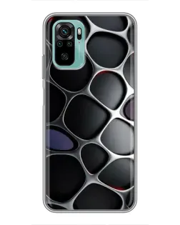 Чехол для Xiaomi Redmi Note 10 с картинкой «Объемная темная решетка»