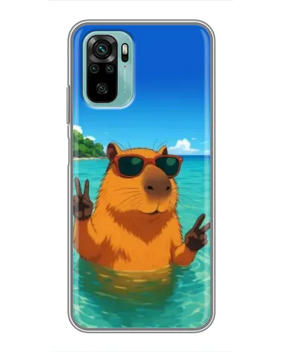 Чехол для Xiaomi Redmi Note 10 с картинкой «Морская капибара»