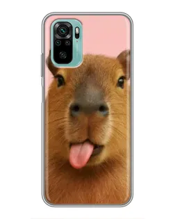 Чохол для Xiaomi Redmi Note 10 з картинкою «Капібара з язиком»