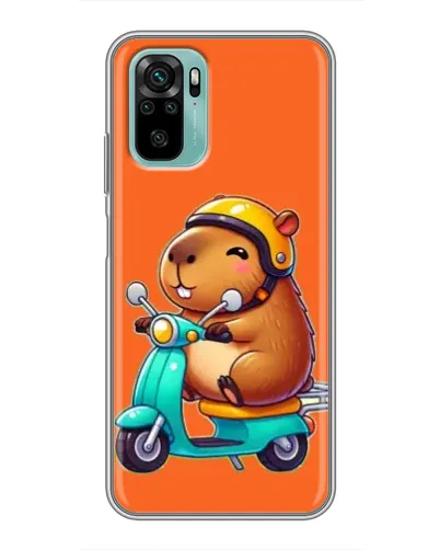 Чехол для Xiaomi Redmi Note 10 с картинкой «Капибара на скутере»