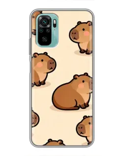 Чохол для Xiaomi Redmi Note 10 з картинкою «Паттерн милих капібар»
