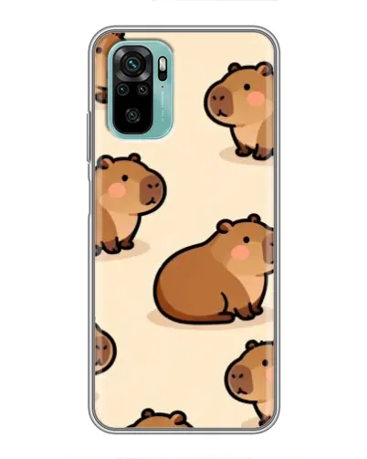 Чехол для Xiaomi Redmi Note 10 с картинкой «Паттерн милых капибар»