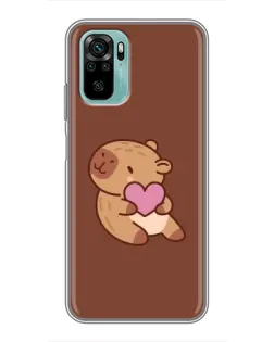 Чохол для Xiaomi Redmi Note 10 з картинкою «Капібара з серцем»