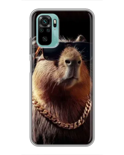 Чехол для Xiaomi Redmi Note 10 с картинкой «Капибара золотая цепь»
