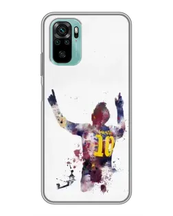 Чехол для Xiaomi Redmi Note 10 с картинкой «Акварельный Месси Барселона»