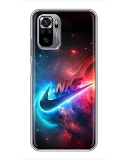 Чехол для Xiaomi Redmi Note 10S с картинкой «Огненный логотип Nike»