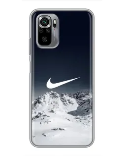 Чехол для Xiaomi Redmi Note 10S с картинкой «Nike — зимние горы»