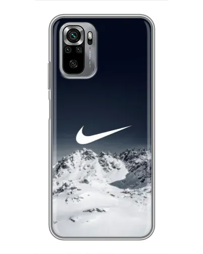 Чехол для Xiaomi Redmi Note 10S с картинкой «Nike — зимние горы»