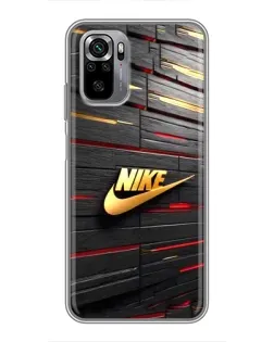 Чехол для Xiaomi Redmi Note 10S с картинкой «Золотой Nike на металле»