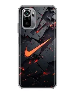 Чехол для Xiaomi Redmi Note 10S с картинкой «Nike — эффект разломов»