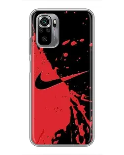 Чехол для Xiaomi Redmi Note 10S с картинкой «Красные брызги Nike»