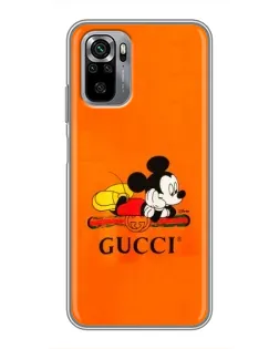 Чехол для Xiaomi Redmi Note 10S с картинкой «Микки Маус Gucci — оранж»