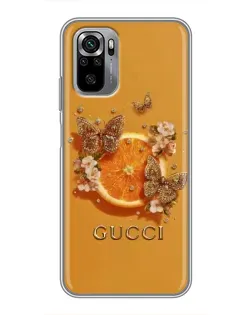 Чехол для Xiaomi Redmi Note 10S с картинкой «Gucci — золотые бабочки»