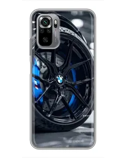 Чехол для Xiaomi Redmi Note 10S с картинкой «Колесо BMW вблизи»