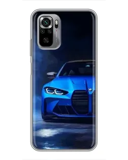 Чехол для Xiaomi Redmi Note 10S с картинкой «Голубая BMW M4»