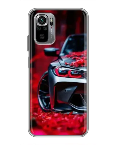 Чехол для Xiaomi Redmi Note 10S с картинкой «Спортивная BMW и цветы»