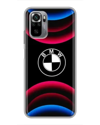 Чехол для Xiaomi Redmi Note 10S с картинкой «Логотип BMW и неоновые дуги»