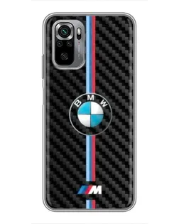 Чехол для Xiaomi Redmi Note 10S с картинкой «Эмблема BMW и карбон»