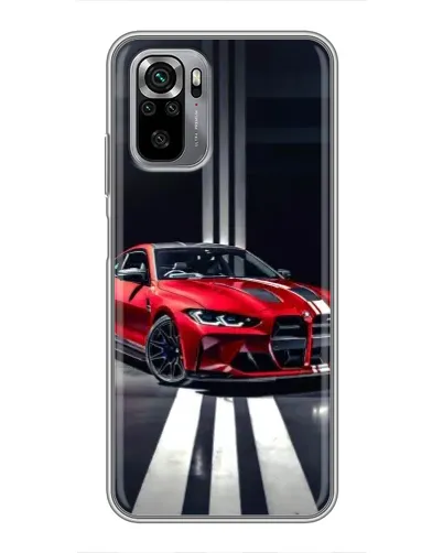 Чехол для Xiaomi Redmi Note 10S с картинкой «Красная BMW на дороге»