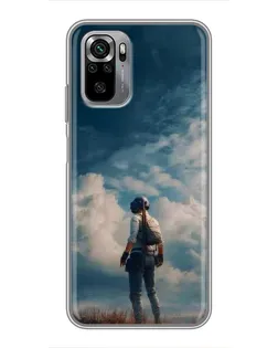 Чехол для Xiaomi Redmi Note 10S с картинкой «Герой PUBG на скале»