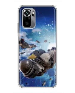 Чехол для Xiaomi Redmi Note 10S с картинкой «Десант PUBG — прыжок»