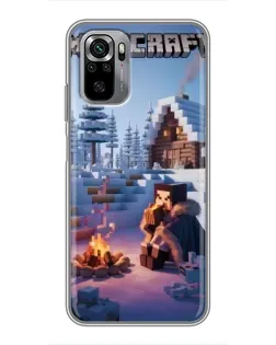 Чехол для Xiaomi Redmi Note 10S с картинкой «Зимний Minecraft»