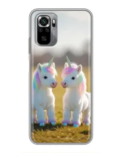 Чехол для Xiaomi Redmi Note 10S с картинкой «Пара единорогов»
