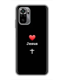 Чехол для Xiaomi Redmi Note 10S с картинкой «Сердце - Jesus»