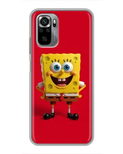 Чехол для Xiaomi Redmi Note 10S с картинкой «Спанч Боб на красном»
