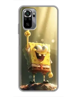 Чехол для Xiaomi Redmi Note 10S с картинкой «Сияющий Спанч Боб»