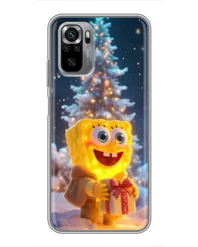 Чехол для Xiaomi Redmi Note 10S с картинкой «Рождественский Спанч Боб»