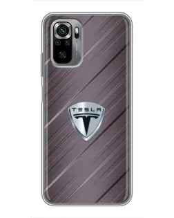 Чехол для Xiaomi Redmi Note 10S с картинкой «Металлическая текстура Tesla»