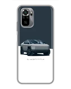 Чехол для Xiaomi Redmi Note 10S с картинкой «Серебристый Cybertruck Tesla»